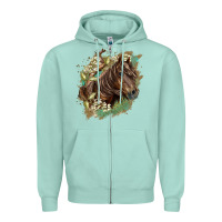 Seafoam missouri horse floral background Zipper Hoodie - LillyAllenDesigns