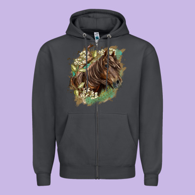 Missouri Horse Floral Background Zipper Hoodie Designed By Lillyallendesigns