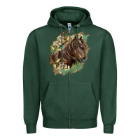 Sports Green missouri horse floral background Zipper Hoodie - LillyAllenDesigns