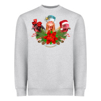 Heather Grey Chickens Christmas Heavyweight Sweatshirt - CowhideDigitalArt