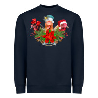 Navy Chickens Christmas Heavyweight Sweatshirt - CowhideDigitalArt