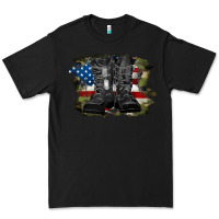 Black american flag with army boots Premium Tee - RanaPortraitStore