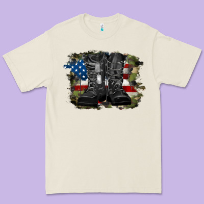 American Flag With Army Boots Premium Tee Designed By Ranaportraitstore