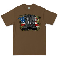 Cacao american flag with army boots Premium Tee - RanaPortraitStore