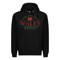 Black Rugby Welsh Gift Red Dragon Flag of Wales Premium Hoodie - trangStudio