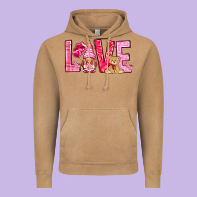 Love With Gnome Valentine's Day Vintage Hoodie Designed By Howdyjamesfarm