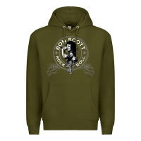 Army Green Bon Scott Rock n' Roll Lion Shield Premium Hoodie - trangStudio