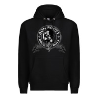 Black Bon Scott Rock n' Roll Lion Shield Premium Hoodie - trangStudio