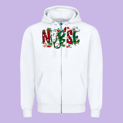 Nurse Christmas Zipper Hoodie Designed By Racoondesign