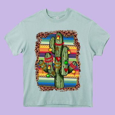 Christmas Cactus Heavy Core Tee Designed By Jahusdesignshop