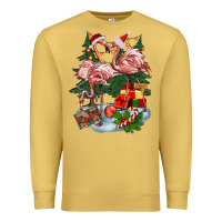 Antique Gold Christmas flamingo Premium Sweatshirt - BarkalooDesign