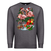 Charcoal Heather Christmas flamingo Premium Sweatshirt - BarkalooDesign
