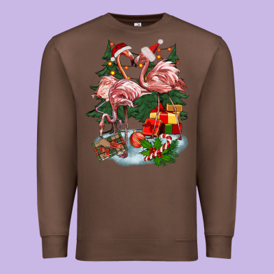 Christmas Flamingo Premium Sweatshirt Designed By Barkaloodesign