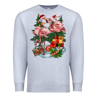 Heather Grey Christmas flamingo Premium Sweatshirt - BarkalooDesign