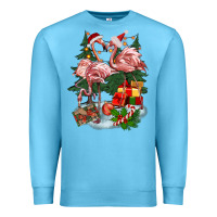 Ocean Blue Christmas flamingo Premium Sweatshirt - BarkalooDesign