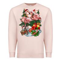 Pale Pink Christmas flamingo Premium Sweatshirt - BarkalooDesign