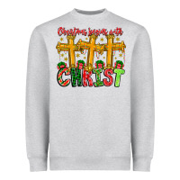 Heather Grey christmas begins with christ Heavyweight Sweatshirt - CowhideDigitalArt