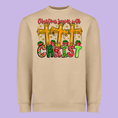 Christmas Begins With Christ Heavyweight Sweatshirt Designed By Cowhidedigitalart