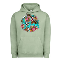 Pigment Oil Green race sunflower patches Urban Hoodie - AdoDesignShop