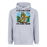 Heather Grey if i've gone missin' i've gone fishin' Heavyweight Hoodie - BarkalooDesign