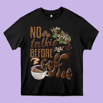 No Talkie Before Coffee Heavy Core Tee Designed By Barkaloodesign