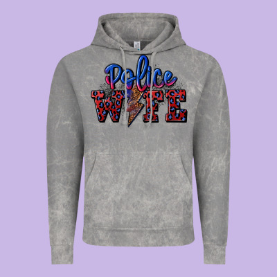 Police Wife With Lightning Bolt Vintage Hoodie Designed By Cowgirlartshop