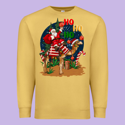 Christmas  Camel With Santa Premium Sweatshirt Designed By Barkaloodesign