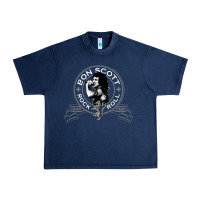 Navy Bon Scott Rock n' Roll Lion Shield Urban Heavy Tee - trangStudio
