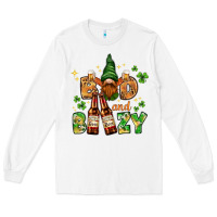 White St. Patrick's Bad and boozy with gnome Long Sleeve Tee - HowdyJamesFarm