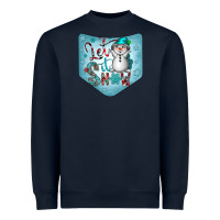 Navy Christmas Pocket Heavyweight Sweatshirt - CowhideDigitalArt