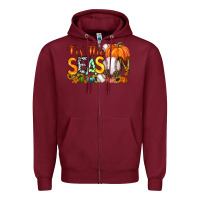 Burgundy tis the season baseball Zipper Hoodie - RacoonDesign