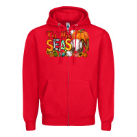 Red tis the season baseball Zipper Hoodie - RacoonDesign