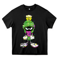 Black Marvin The Martian Glitch Heavy Core Tee - trangStudio