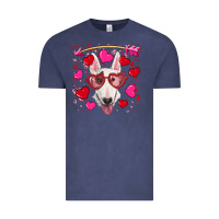Vintage Denim Valentine's day  bull terrier Vintage Tee - RanaPortraitStore