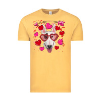 Vintage Mustard Valentine's day  bull terrier Vintage Tee - RanaPortraitStore