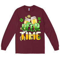 Burgundy St.Patrick's Beer time Long Sleeve Tee - HowdyJamesFarm