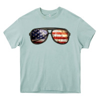 Arona amerıcan flag glasses Heavy Core Tee - BarkalooDesign