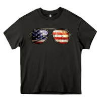 Asphalt amerıcan flag glasses Heavy Core Tee - BarkalooDesign