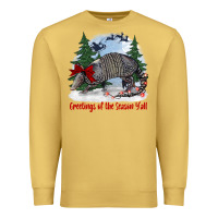 Antique Gold greetings of the season y'all with armadillo Premium Sweatshirt - BarkalooDesign