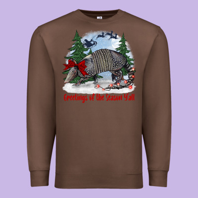 Greetings Of The Season Y'all With Armadillo Premium Sweatshirt Designed By Barkaloodesign
