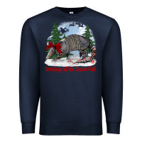 Navy greetings of the season y'all with armadillo Premium Sweatshirt - BarkalooDesign