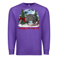 Purple greetings of the season y'all with armadillo Premium Sweatshirt - BarkalooDesign