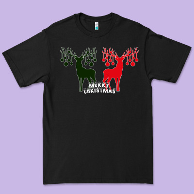 Merry Christmas Reindeer Premium Tee Designed By Bettercallsaul