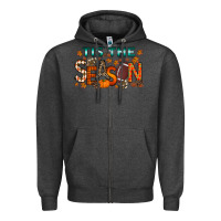 Charcoal Heather tis the season football Zipper Hoodie - RacoonDesign