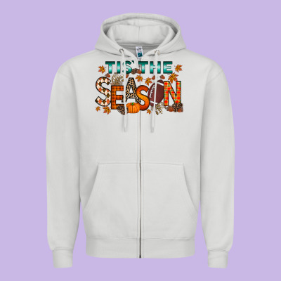 Tis The Season Football Zipper Hoodie Designed By Racoondesign