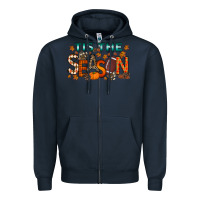 Navy tis the season football Zipper Hoodie - RacoonDesign