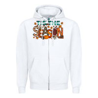 White tis the season football Zipper Hoodie - RacoonDesign