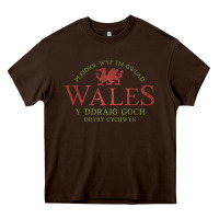Chocolate Brown Rugby Welsh Gift Red Dragon Flag of Wales Heavy Core Tee - trangStudio