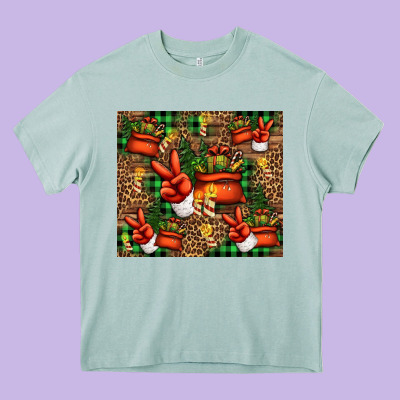 Christmas Santa Claus Peace Hand Heavy Core Tee Designed By Jasminsmagicworld