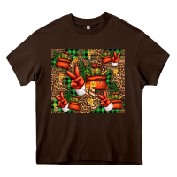 Chocolate Brown Christmas Santa Claus peace hand Heavy Core Tee - Jasminsmagicworld
